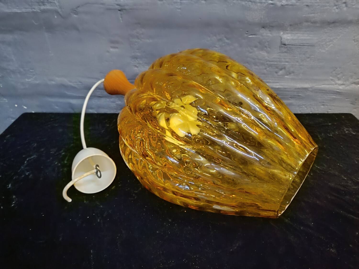 Vintage amber glass chandelier