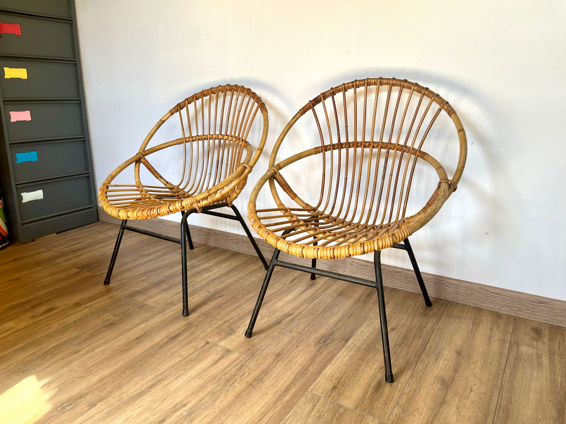 Rattan armchairs