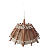 Hanging lamp wood and cord 1990s