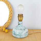 Pied de lampe en grès émaillé bleu signé années 60 ou 70