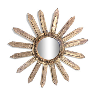 Witch bomb mirror 43 cm in convex gilded wood