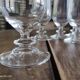 Set of 6 vintage champagne flutes on low crystalline stand