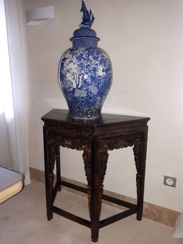 Ancienne console chinoise en bois laqué, chine dynastie qing