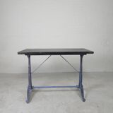 Art Deco Bistro table with cast iron frame and pine top, 1930s