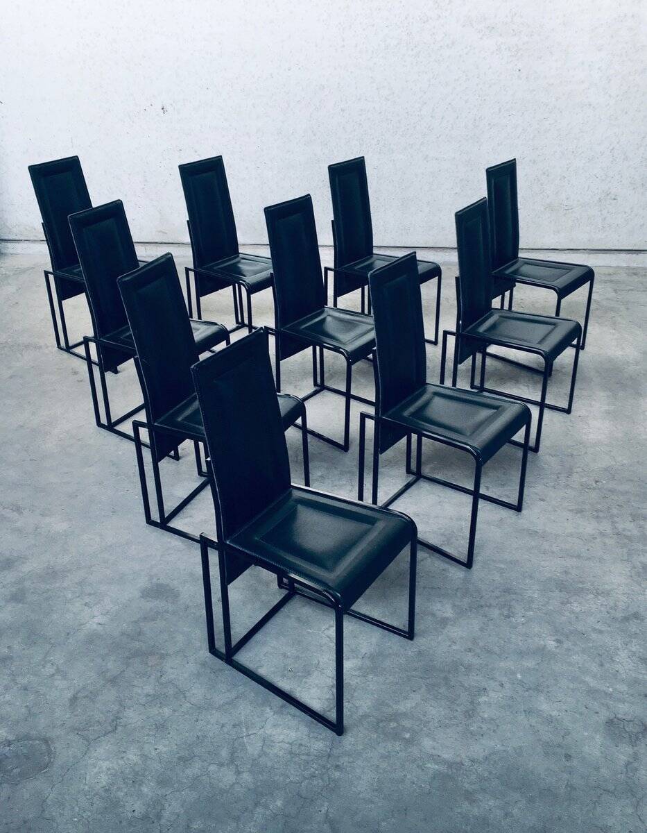 Postmodern architectural dining chairs, Italy, 1980s, set of 10