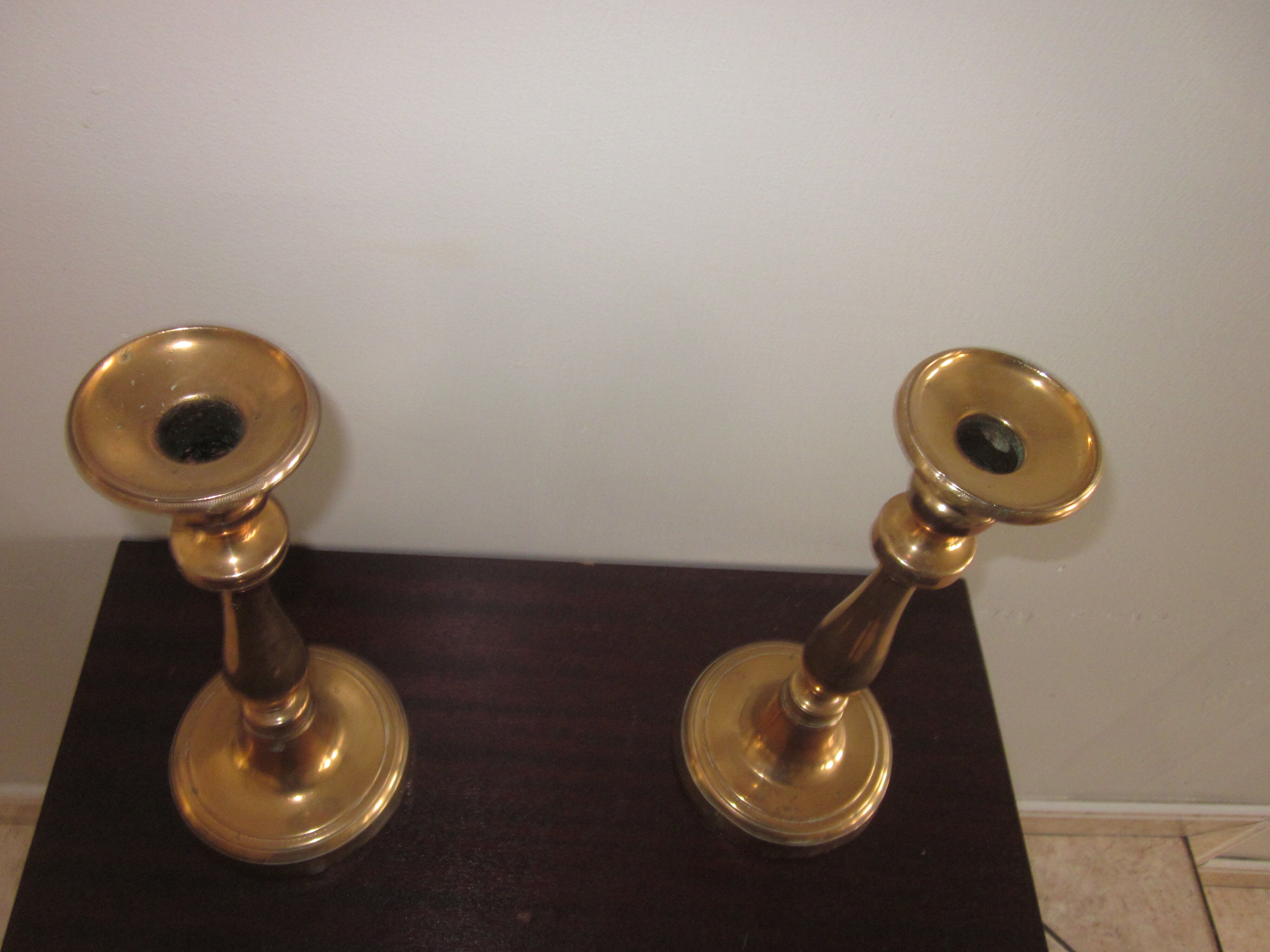 Pair of old bronze candlesticks