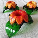 Set of three Murano flower candlesticks