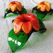 Lot of three Murano flower candle holders.