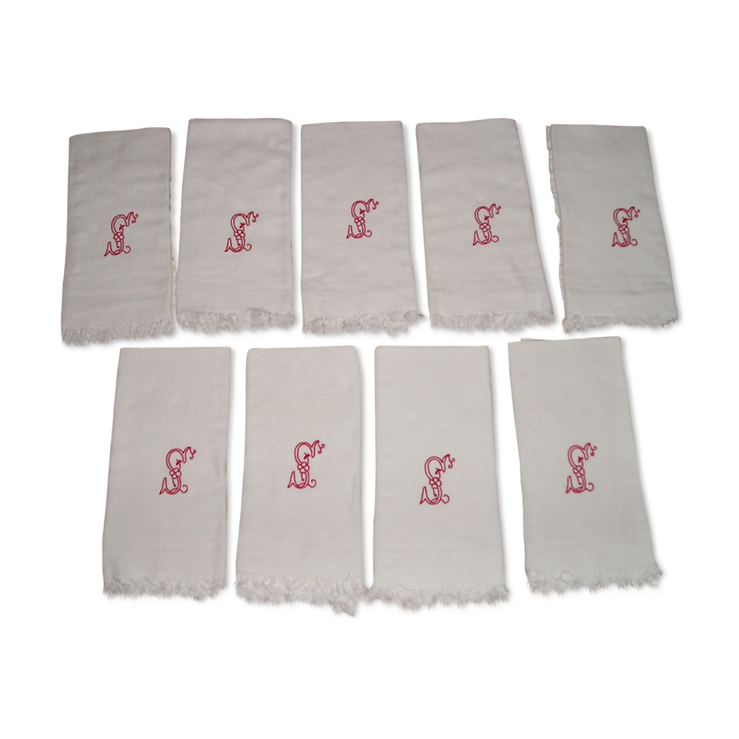 Lot of 9 honeycomb, S cross stitch Monogram towels