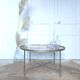 Round brass and wood coffee table