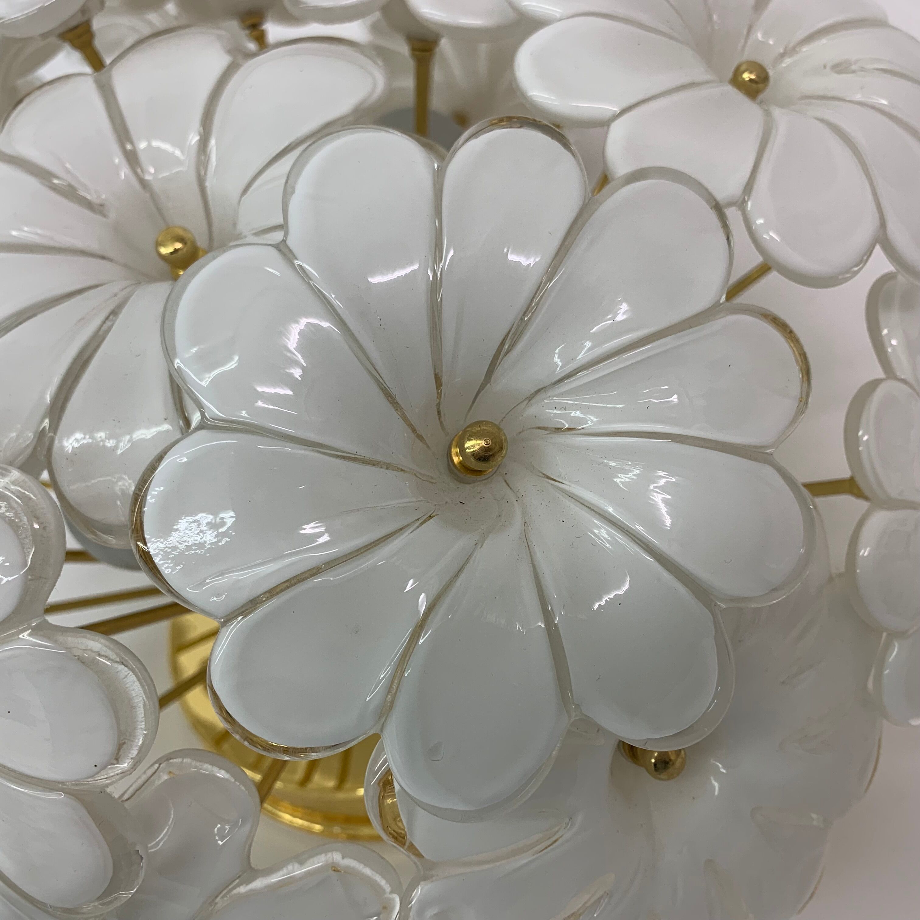 Murano glass flower italian ceiling lamp , 1970’s