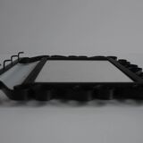 Vintage Metal Wall Mirror with Hooks, 1960's.