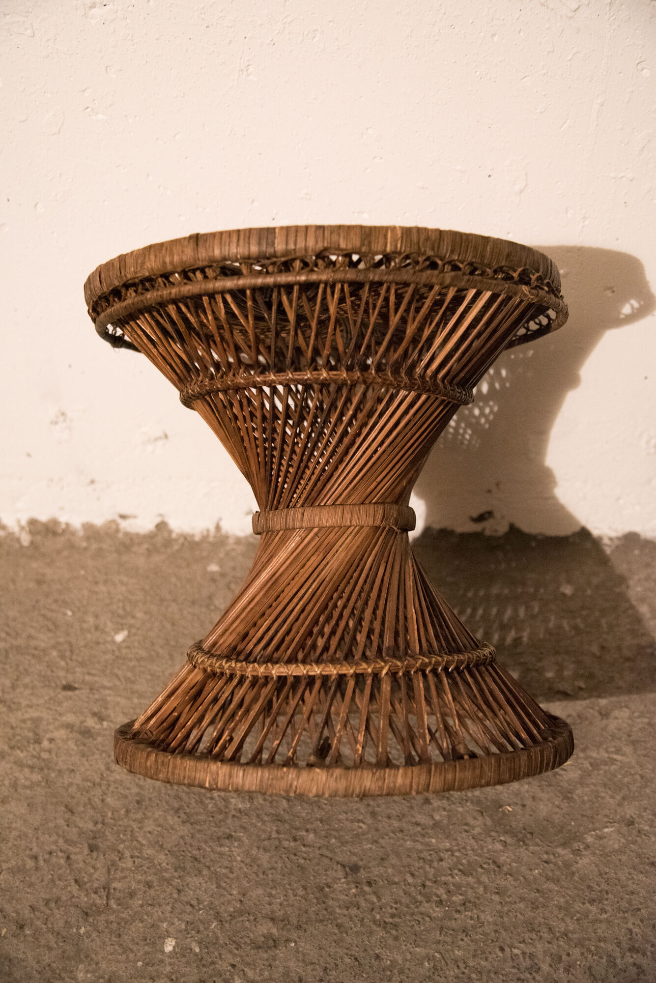 60s diabolo rotin and wicker stool