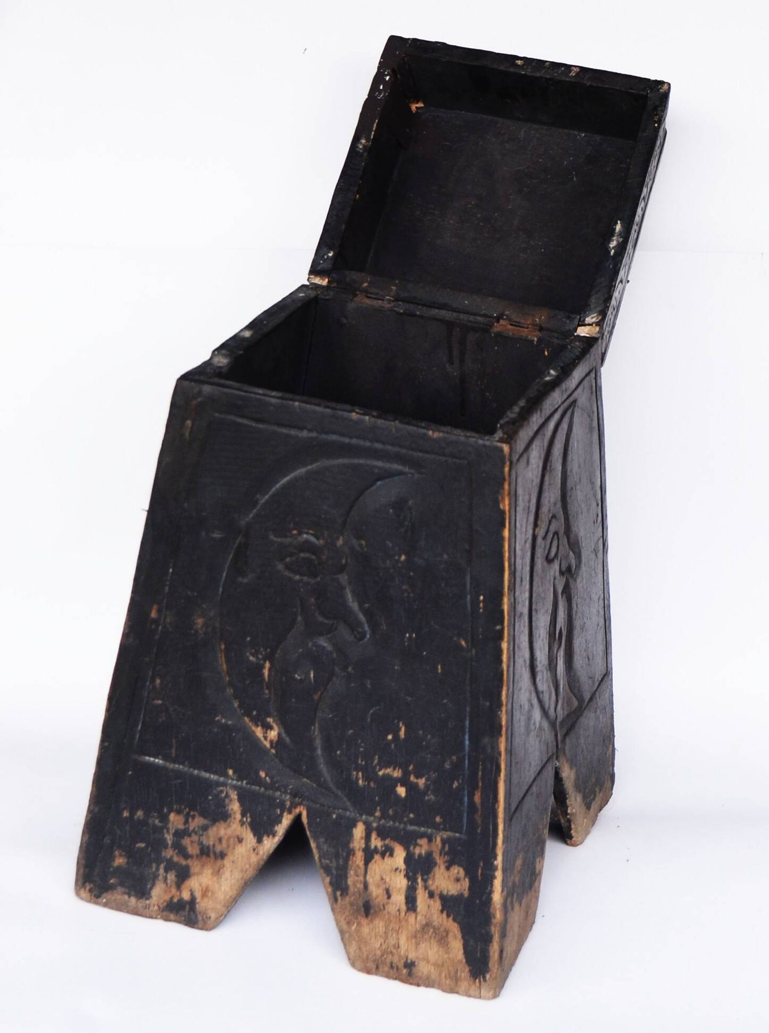 Antique Mystical Moon Stool / Step Stool / Secret Storage Box, circa 1900