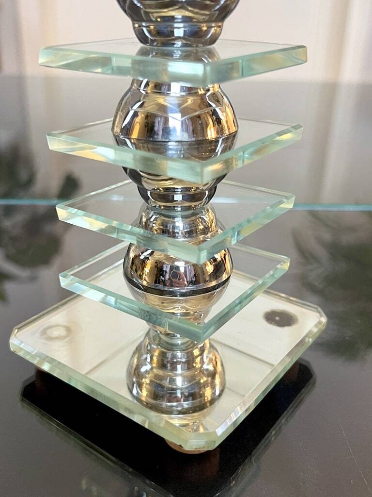 Art Deco Lamp with Glass Plates - Mirror - Globe - Vintage Lighting