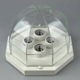 60s 70s ceiling lamp Glashütte Limburg Germany Plafoniere glass & metal