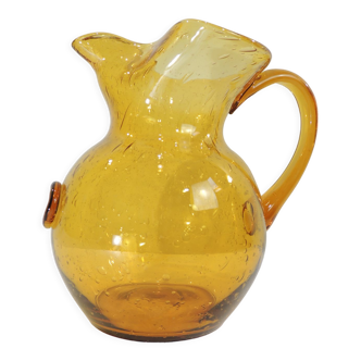 Bubbled glass pitcher biot style from the glassworks La Rochere