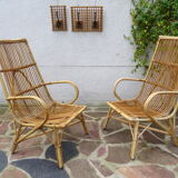 Pair of high rattan chairs