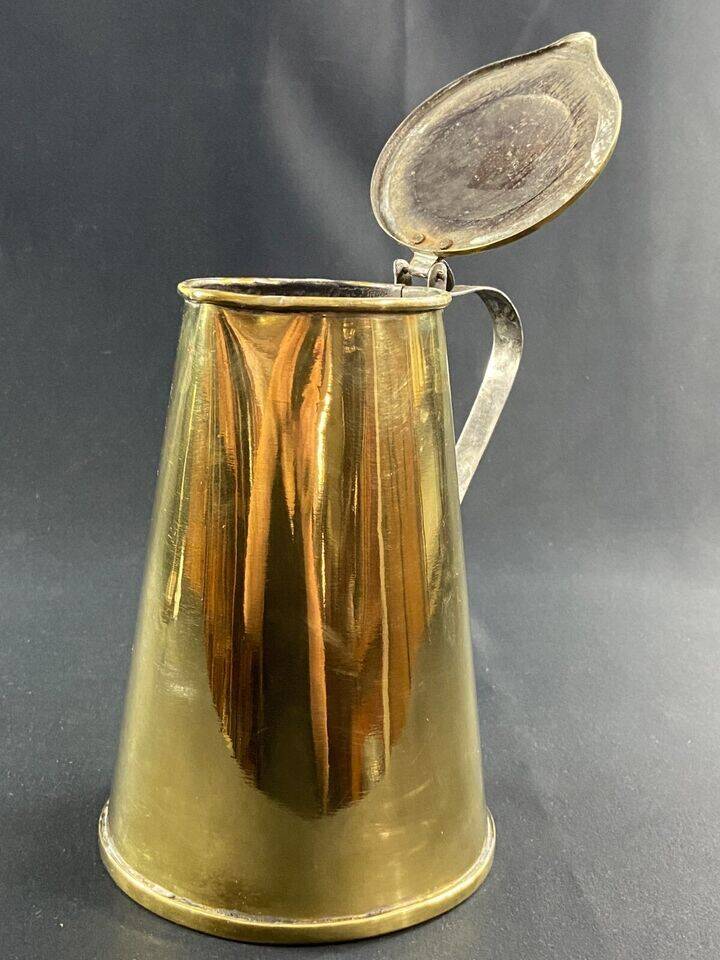 Jug covered pitcher coffee pot in brass late 18th century early 19th century