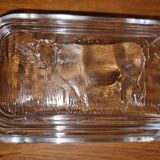 Vintage glass butter dish Pyrex Cow pattern