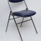 Chaise pliable skaï bleu pieds chromés