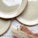 4 Small plates in speckled stoneware, Tulowice style, mid-century, 20th century