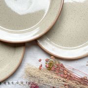 4 Small plates in speckled stoneware, Tulowice style, mid-century, 20th century