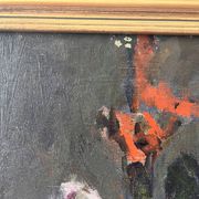 Large oil on canvas of a still life with flowers 1929, antique painting.