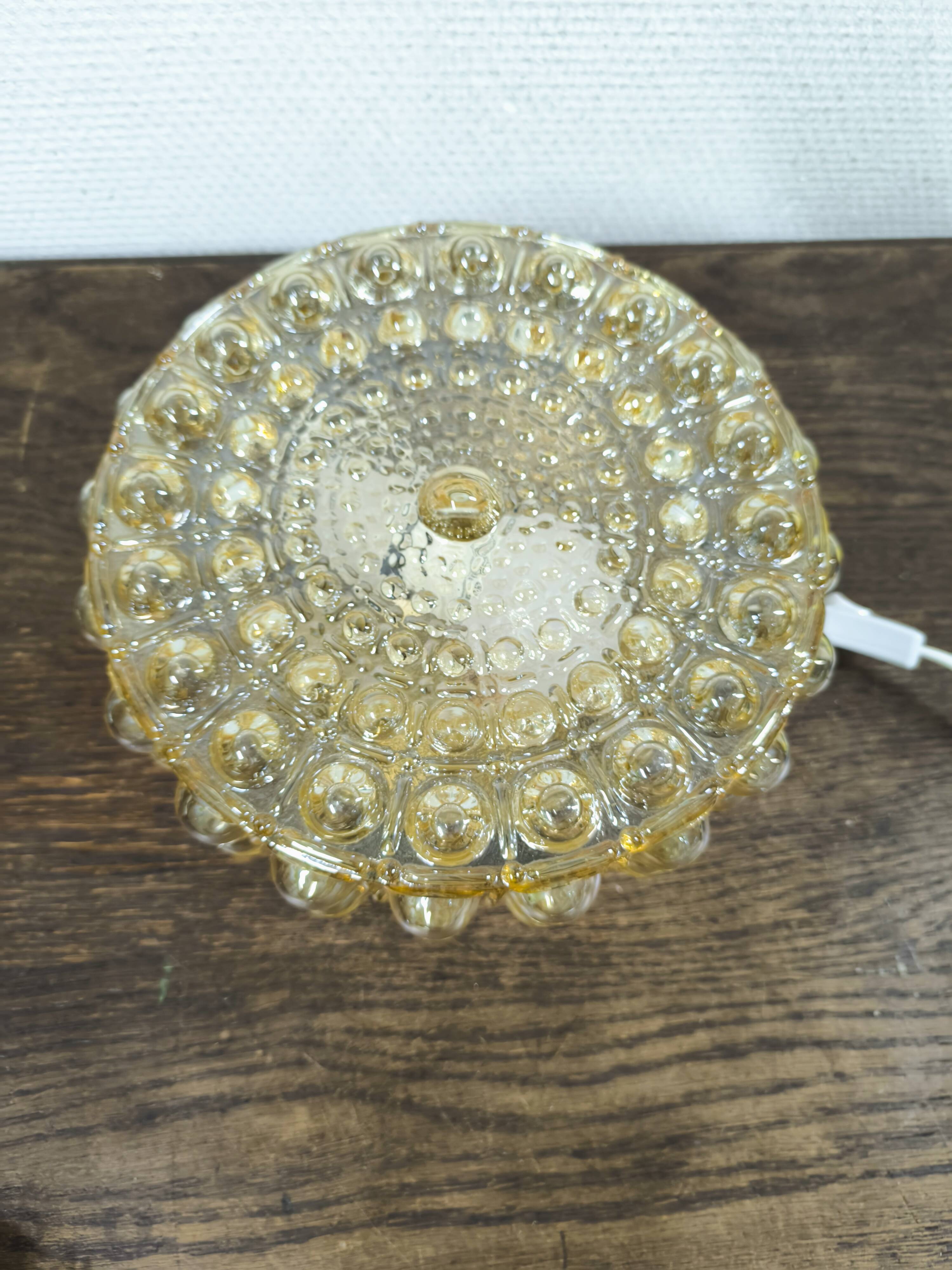 Amber bubble glass round ceiling light Philips 1960