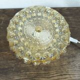 Amber bubble glass round ceiling light Philips 1960