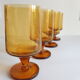 Set of 6 vintage amber foot glasses