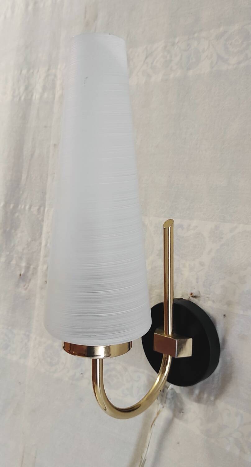 Brass and glass wall lights - 50s/60s
