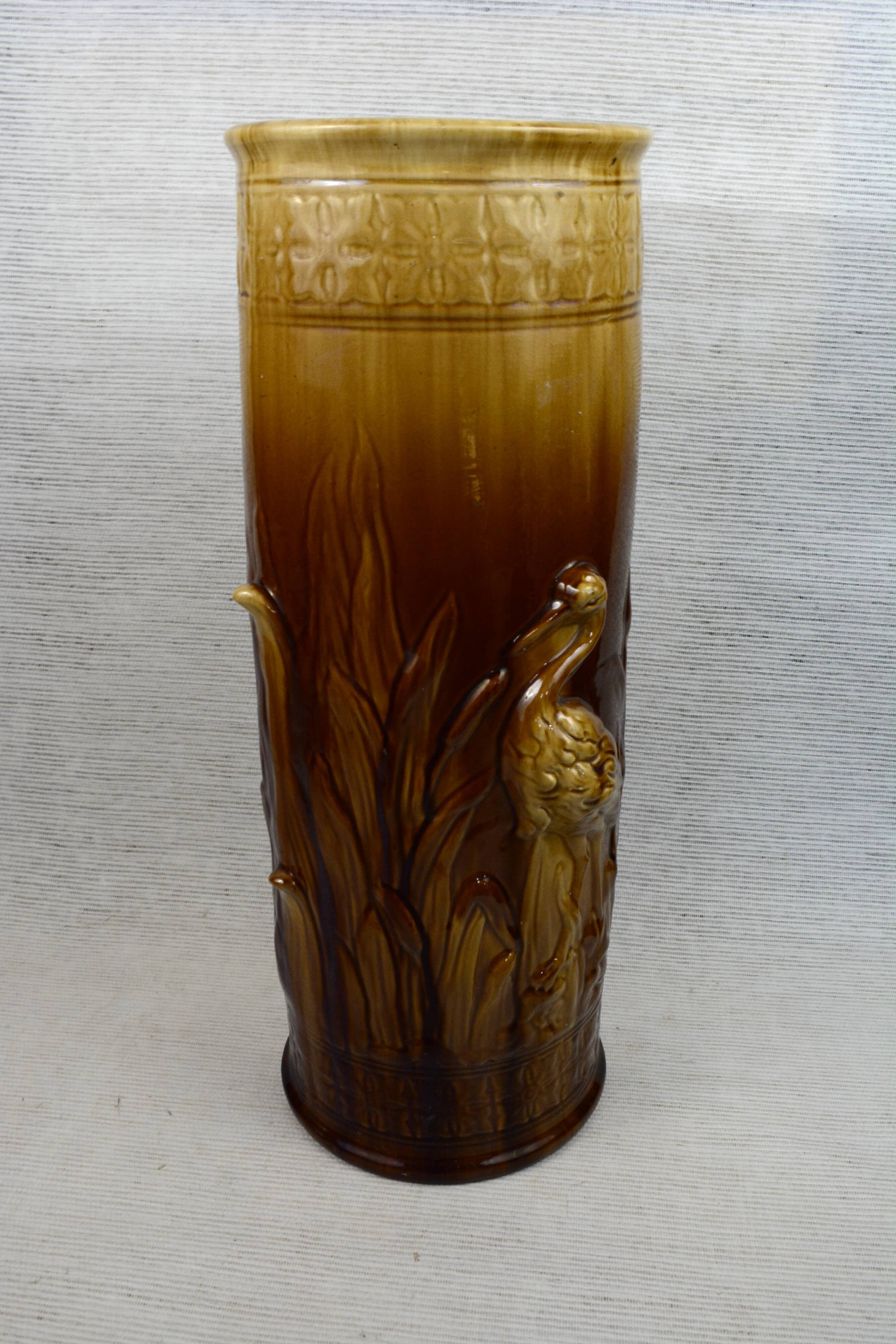 Art Nouveau slip ceramic umbrella stand
