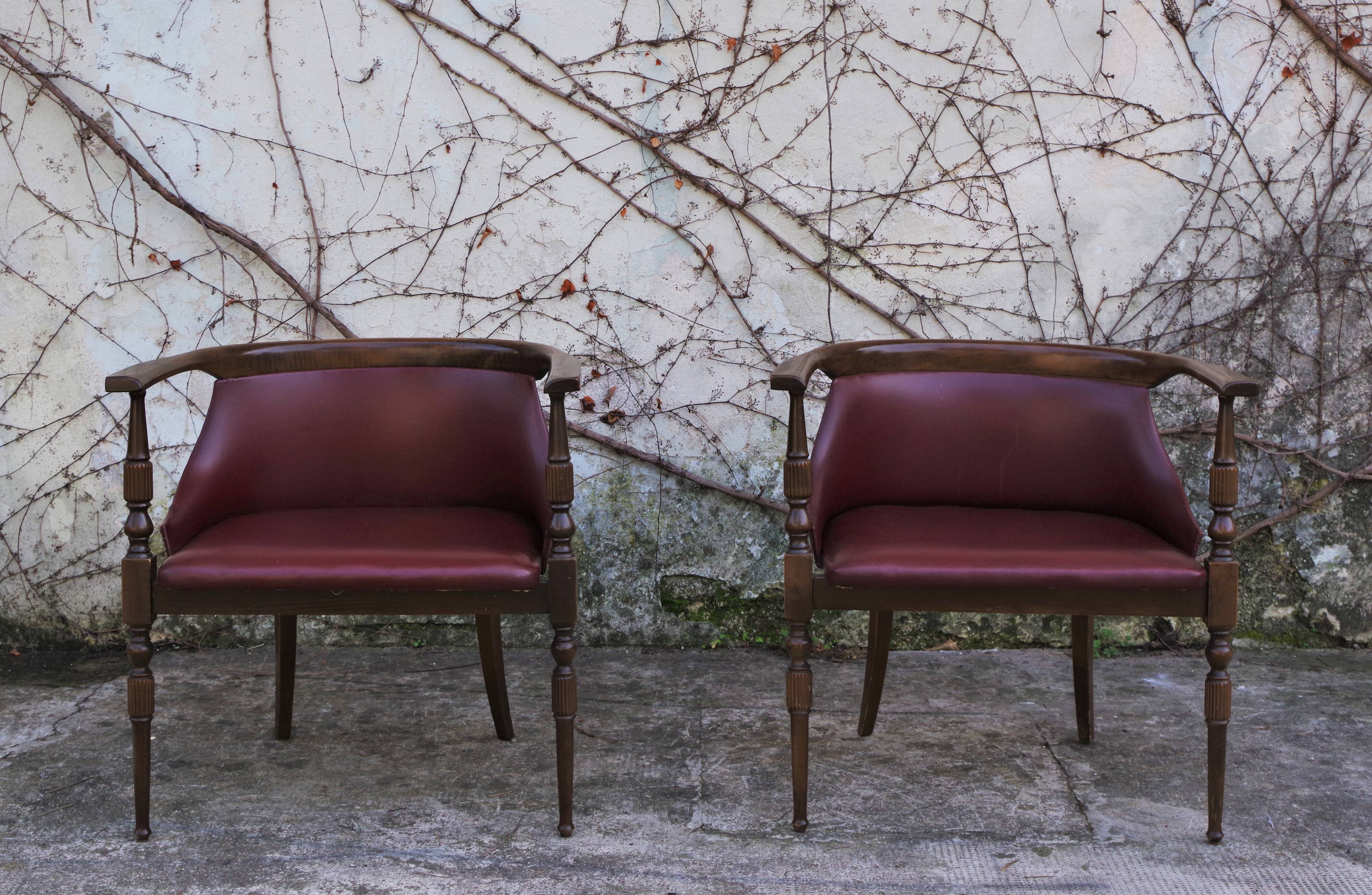 Wooden office chairs, 1950s, set of 2