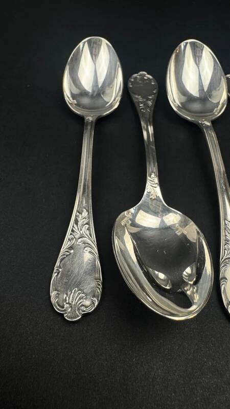 Set of 6 Christofle Marly model spoons – silver-plated – 13.5 cm