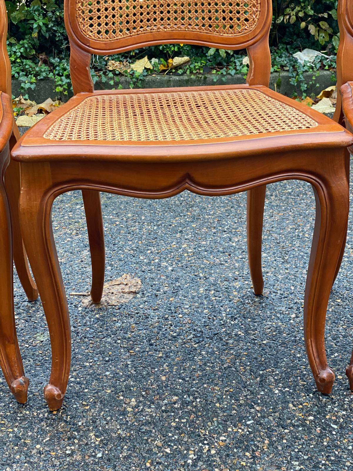 Set of 6 Louis XV style caned chairs in solid wood