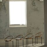 Set of 4 sculptural dining chairs "Oblado" by Børge Lindau, modern Scandinavian, 1980.