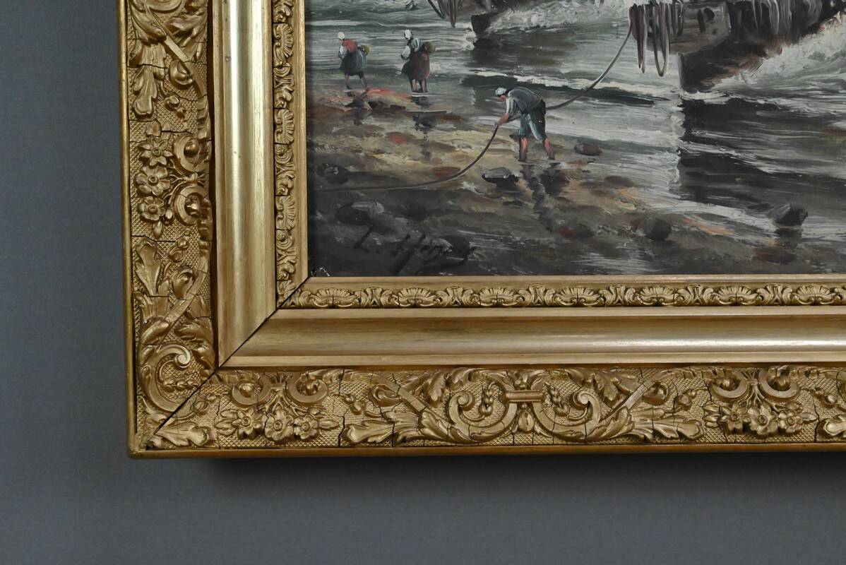 Tableau "Fishing Memory" signed L. Henry – late 19th century