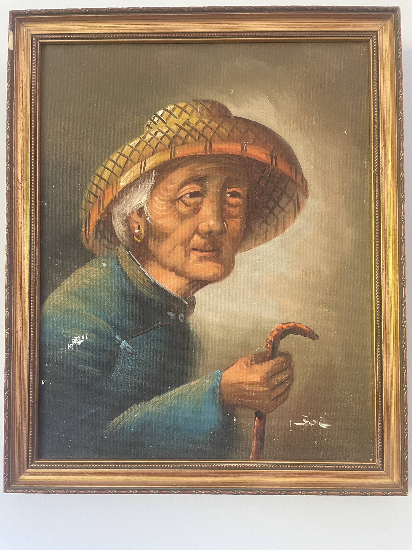 Portrait huile sur bois