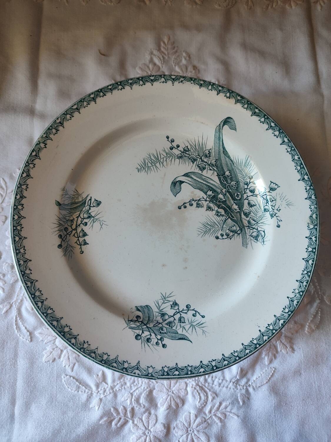 Ste Amandinoise iron earth compote bowl, Muguet model