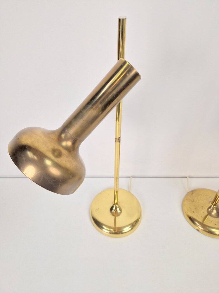 Vintage Brass Trumpet Table Lamps by Solken Leuchten, 1970s, Set of 2