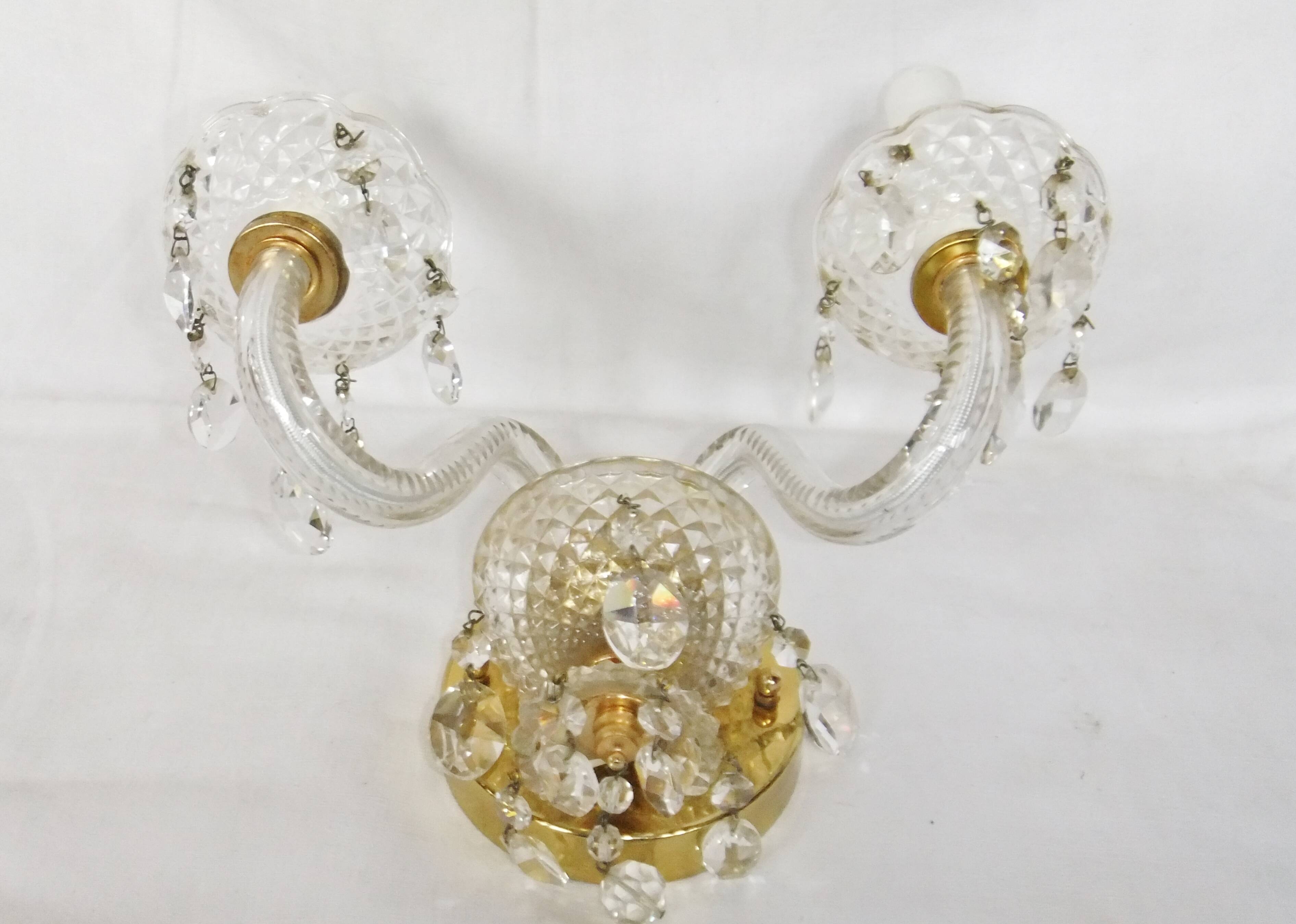 Murano diamond point glass wall lamp with pendant