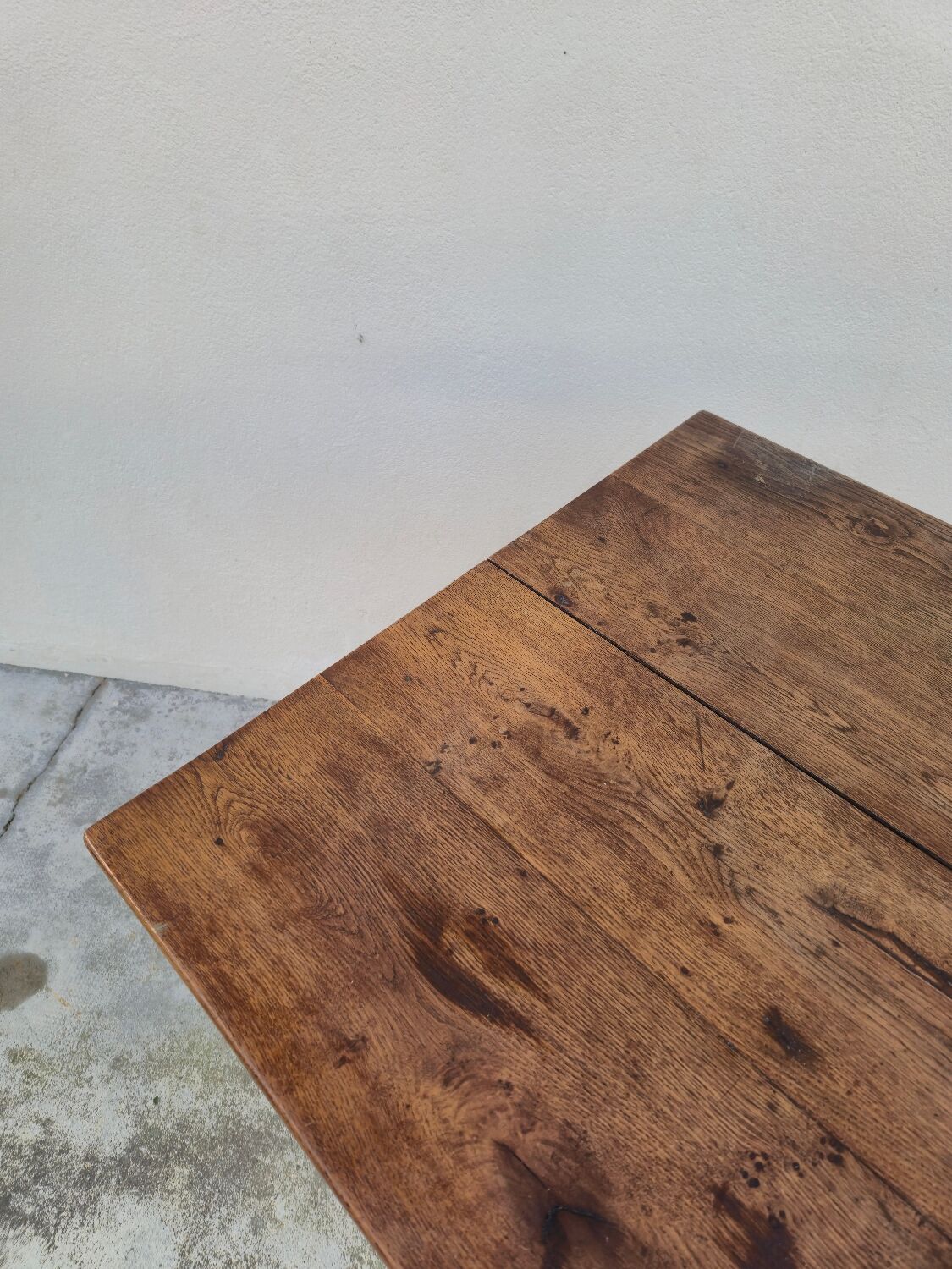 Antique rustic farmhouse table in solid oak, circa 1900s - 84cm