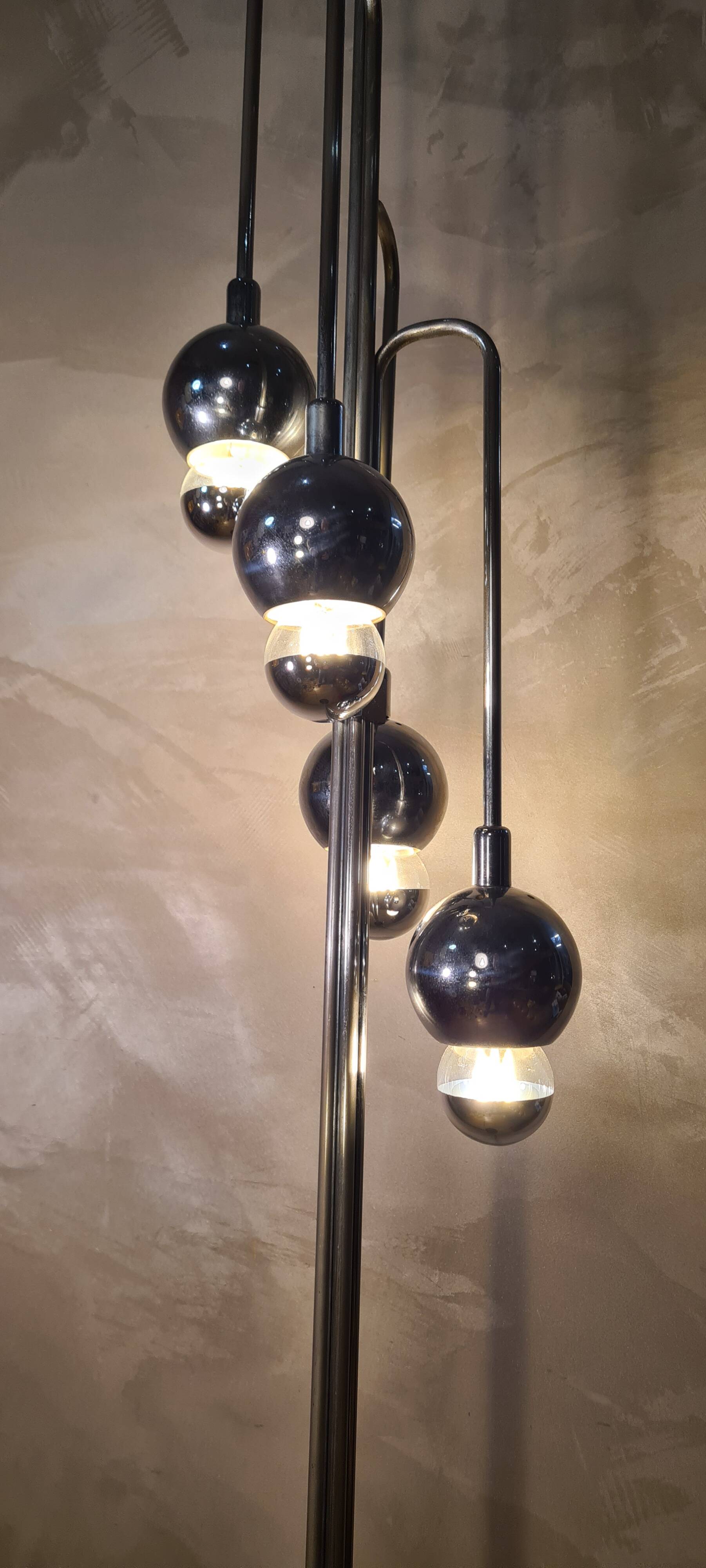 space age chrome floor lamp, 1960/70. h 180x30