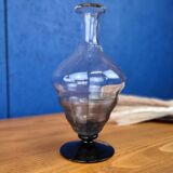 Vase vintage en verre, détails noirs en relief