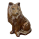 Vintage brown handmade ceramic Collie dog figurine decoration.
