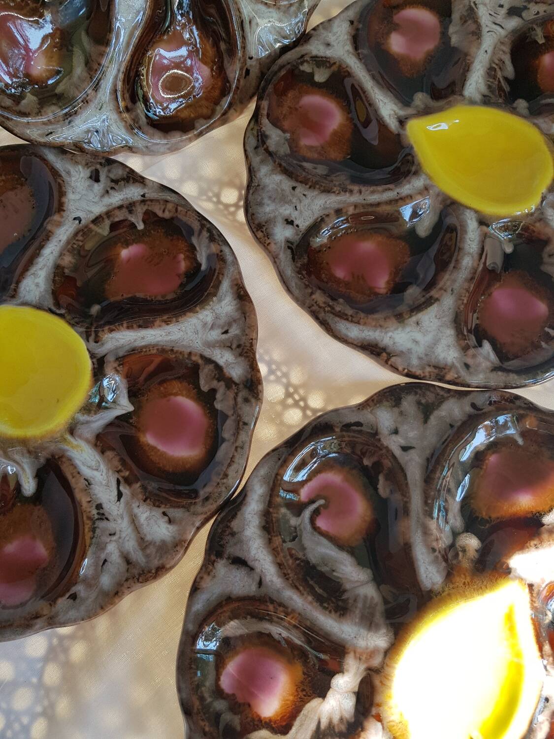 Set de 4 assiettes à huîtres en céramique Vallauris plats de service