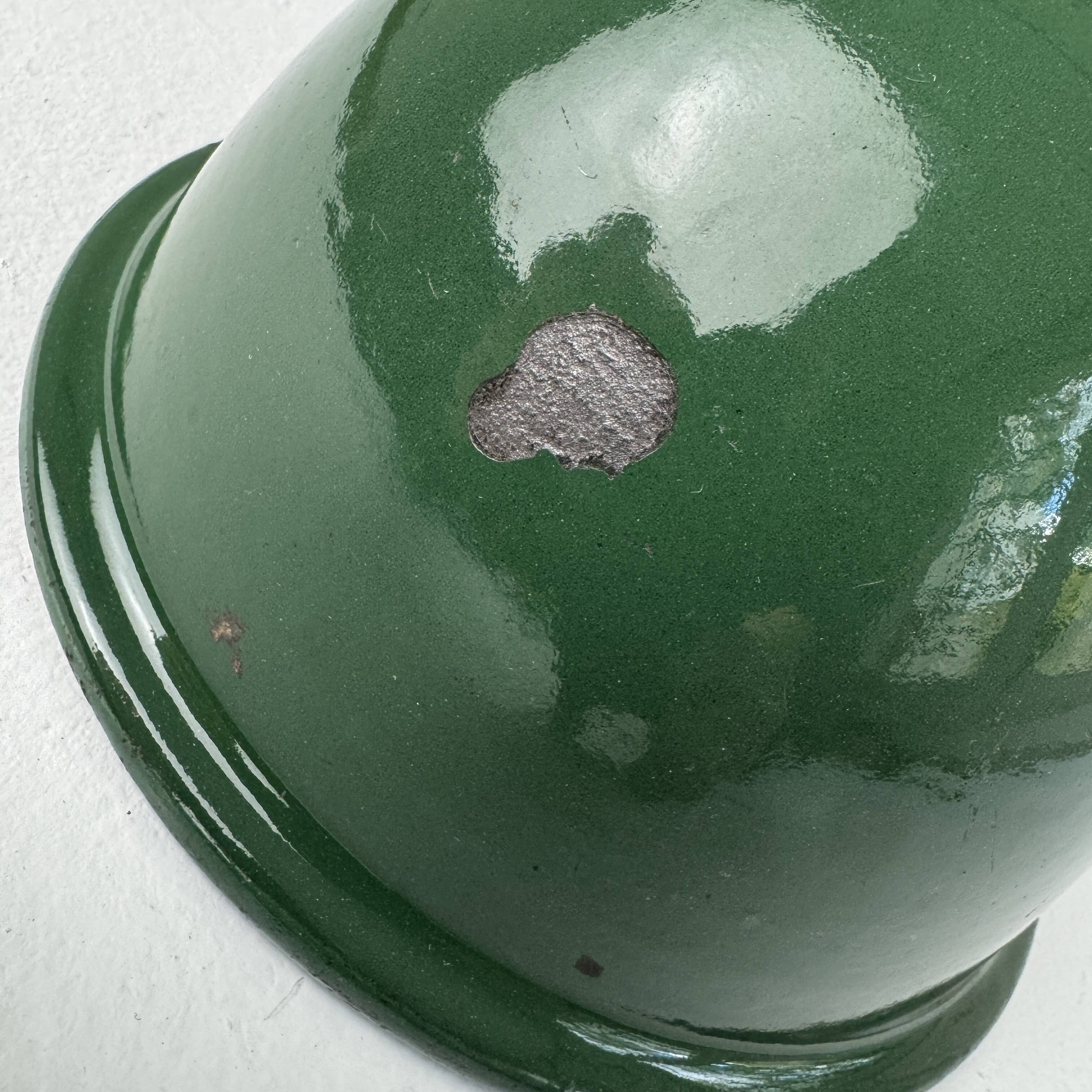 Antique workshop wall light in brass and enameled sheet metal