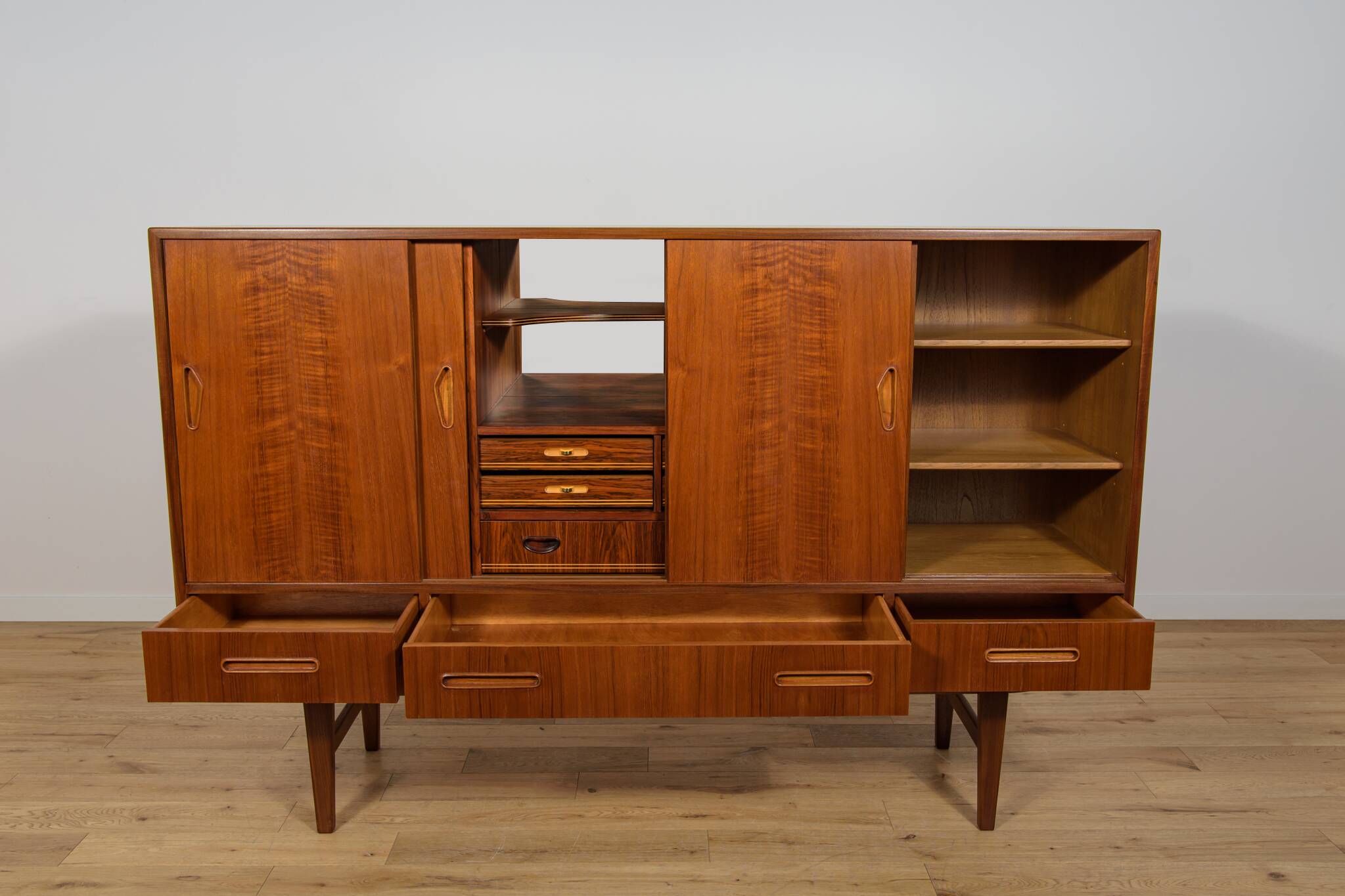 Mid-Century Teak High Sideboard, Denmark, 1960s
