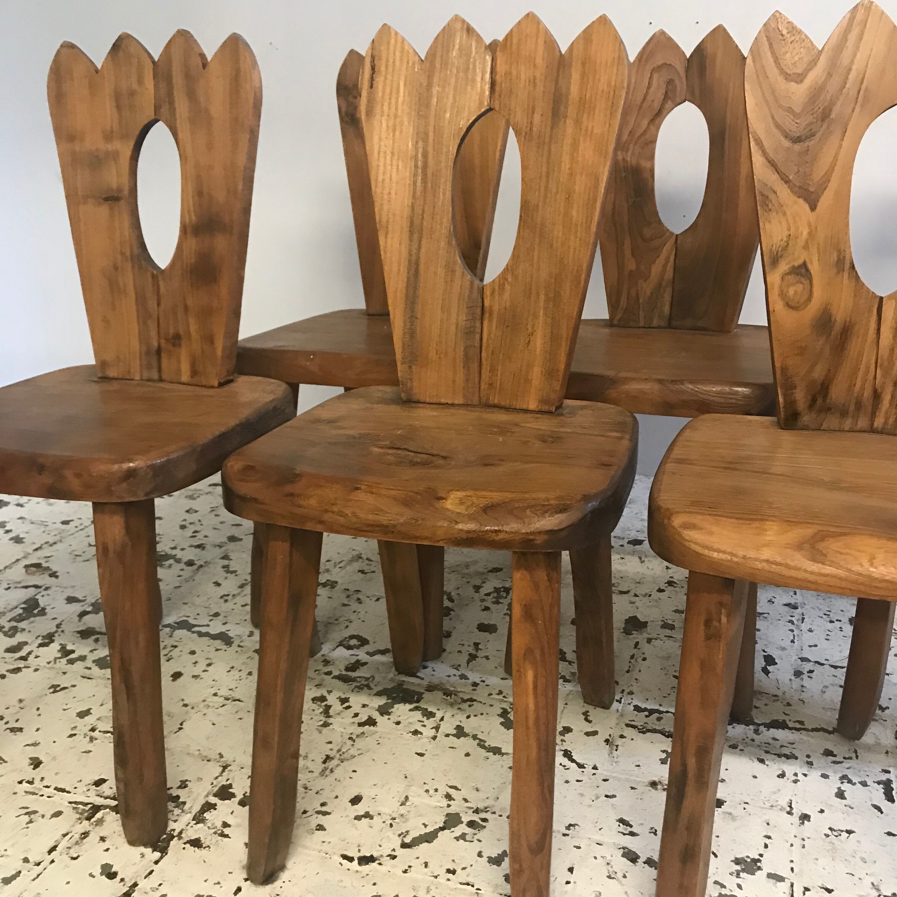 Series of 6 brutalist chairs.